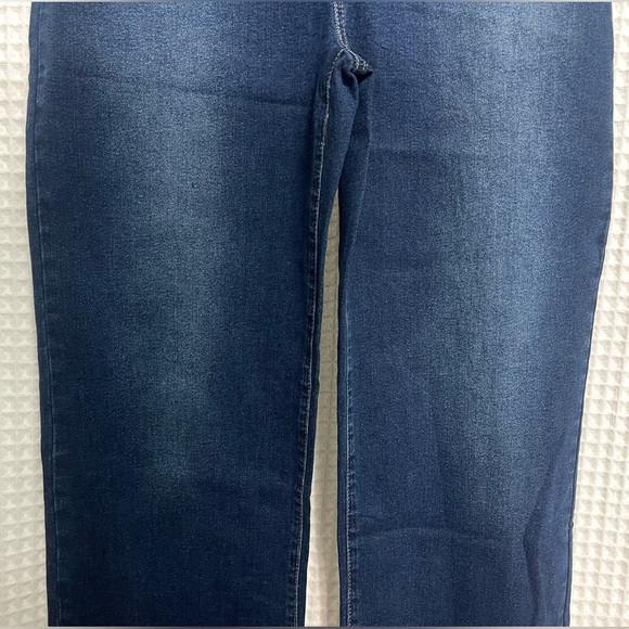 SHEIN Dark Denim Zip Front Jean Wide Leg Jumpsuit Sz XL - Picture 4 of 14